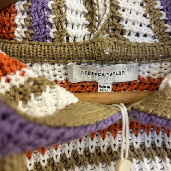Rebecca Taylor oversized S NWT Vibrant Purple and Orange hooded cotton sweater - Picture 12 of 14